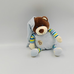 Doudou ours marron bleu rayé GIPSY