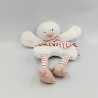 Doudou plat oiseau canard blanc rayé rose TAPE A L'OEIL TAO