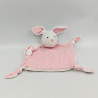 Doudou plat lapin blanc rose pois GRAIN DE BLE