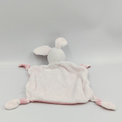 Doudou plat lapin blanc rose pois GRAIN DE BLE