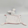 Doudou plat lapin blanc rose pois GRAIN DE BLE