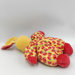 Doudou lapin beige rouge jaune fraises NOUNOURS