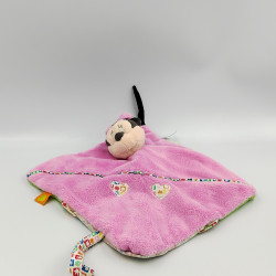 Doudou plat minnie rose vert coeur motifs DISNEY