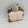 Doudou semi plat carré lapin rose beige coeurs Nina NATTOU
