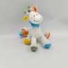 Doudou musical girafe gris blanc jaune orange bleu pois TEX