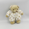 Doudou ours beige blanc motifs coquillages lavande TARTINE ET CHOCOLAT