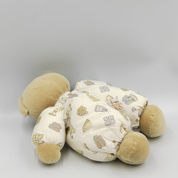 Doudou ours beige blanc motifs coquillages lavande TARTINE ET CHOCOLAT