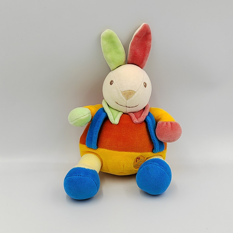 Doudou lapin orange jaune vert bleu BESTEVER 2009