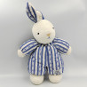 Doudou lapin blanc rayé bleu TARTINE ET CHOCOLAT