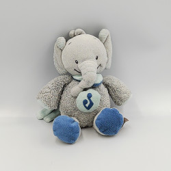 Doudou musical éléphant bleu gris Jack NATTOU