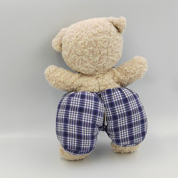 Doudou ours salopette carreaux bleu TARTINE ET CHOCOLAT