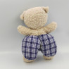 Doudou ours salopette carreaux bleu TARTINE ET CHOCOLAT