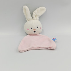 Doudou plat lapin rose blanc SUCRE D'ORGE