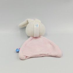 Doudou plat lapin rose blanc SUCRE D'ORGE