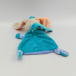Doudou plat lapin gris bleu orange attache tétine BABY NAT