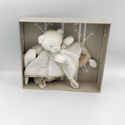 Doudou plat ours déguisé en lapin blanc gris marron Mon doudou SIMBA TOYS