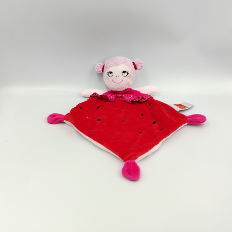 Doudou plat coccinelle rouge rose INFLUX