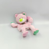 Doudou plat marionnette côtelées ours rose BABY NAT