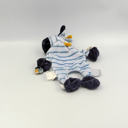 Doudou plat Zèbre bleu rayé Zebrito NOUKIE'S