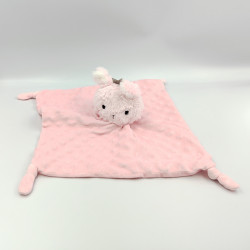 Doudou plat lapin rose gaufré