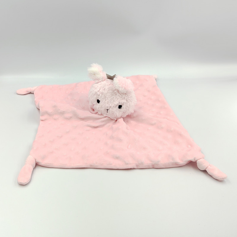 Doudou plat lapin rose gaufré