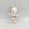 Doudou baton hochet souris blanche rose gris Lilibelle SAUTHON