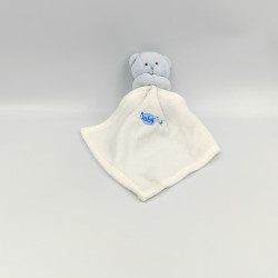 Doudou plat ours bleu ciel avec mouchoir blanc Baby nat