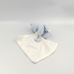 Doudou plat ours bleu ciel avec mouchoir blanc Baby nat