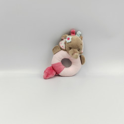 Doudou hochet éléphant beige rose bleu coeur Charlotte NATTOU
