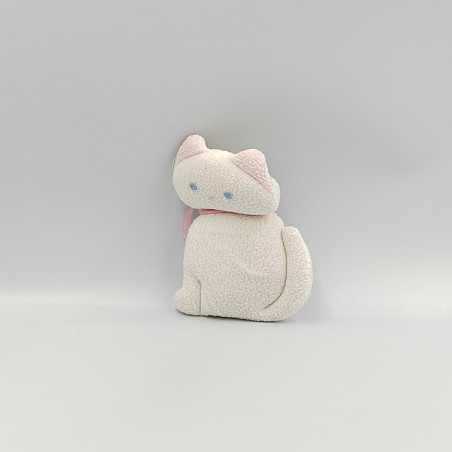 Ancienne petite peluche chat blanc rose éponge