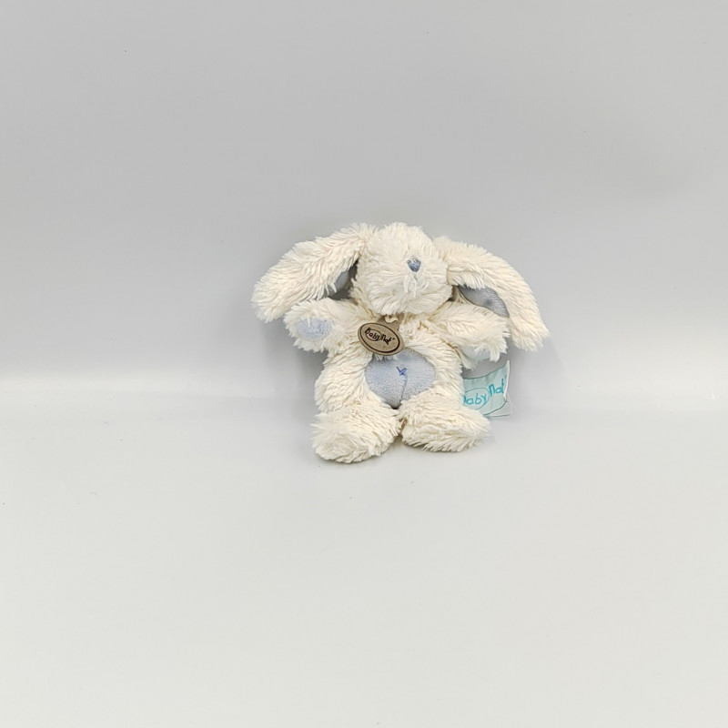 Mini Doudou lapin Calins blanc bleu BABY NAT