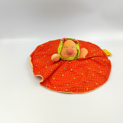 Doudou plat lion rouge orange vert PREMAMAN