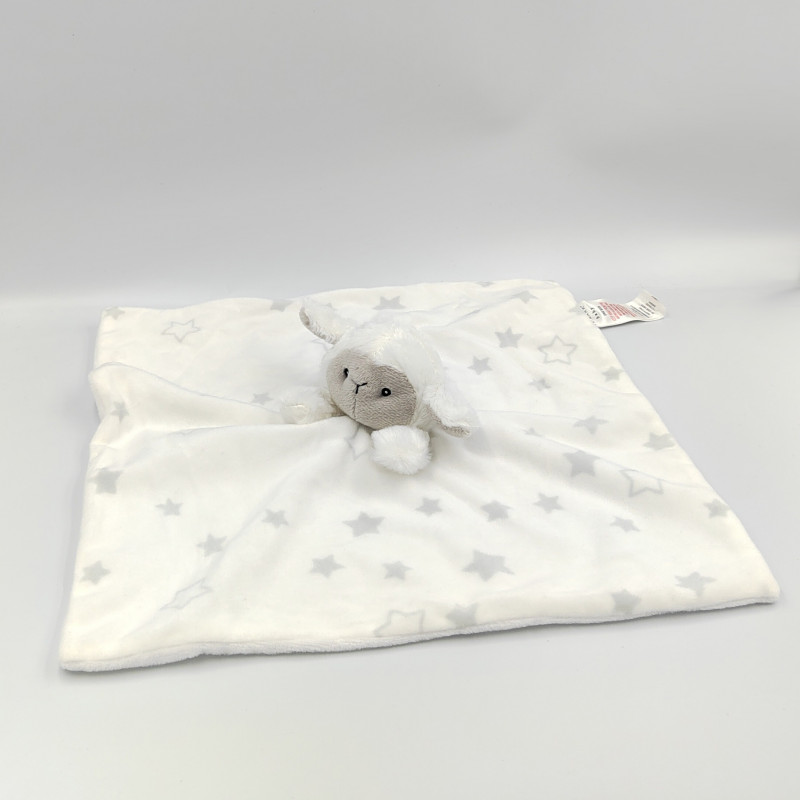 Doudou plat mouton blanc gris étoiles PRIMARK