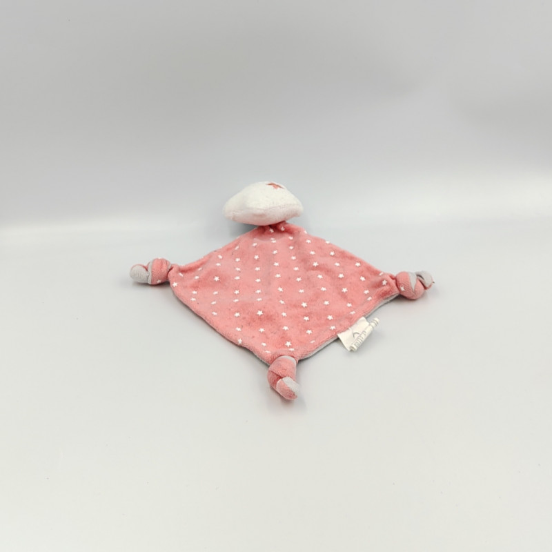 Doudou plat nuage rose gris blanc étoiles SIPLEC
