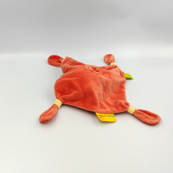 Doudou plat carré lion rouge orange vert PREMAMAN