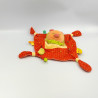 Doudou plat carré lion rouge orange vert PREMAMAN