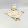 Doudou plat lapin blanc jaune gris nuages cape MOTS D'ENFANTS