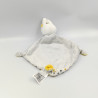 Doudou plat lapin blanc jaune gris nuages cape MOTS D'ENFANTS