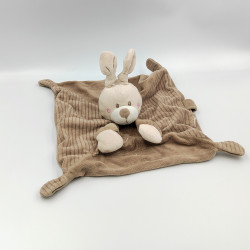 Doudou plat lapin beige marron rayé KIABI SIMBA TOYS