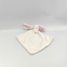 Doudou lapin rose blanc avec mouchoir JACADI