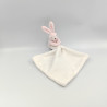 Doudou lapin rose blanc avec mouchoir JACADI