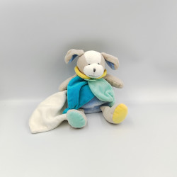 Doudou et compagnie chien bleu gris jaune col pétale mouchoir