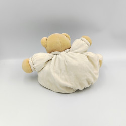 Doudou ours boule patapouf blanc fleur écru bleu KALOO