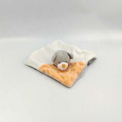 Doudou plat ours blanc orange gris TOM & ZOE
