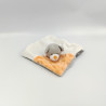 Doudou plat ours blanc orange gris TOM & ZOE