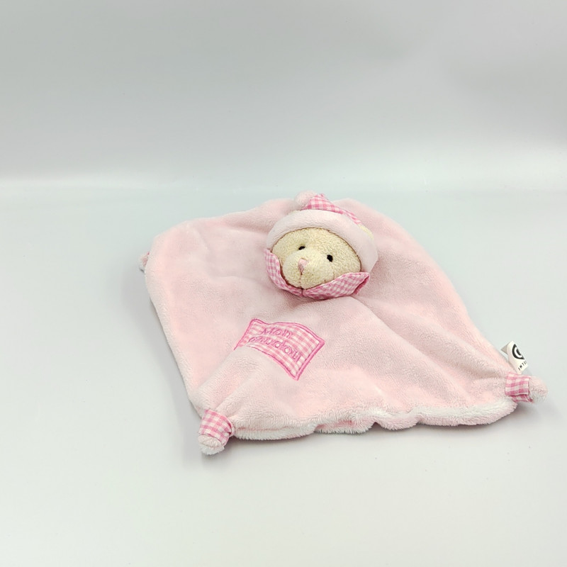 Doudou plat ours rose vichy CP INTERNATIONAL