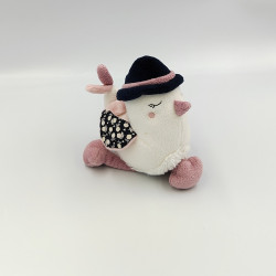 Doudou musical oiseau blanc rose bleu Miss Fleur de Lune SAUTHON