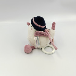 Doudou musical oiseau blanc rose bleu Miss Fleur de Lune SAUTHON