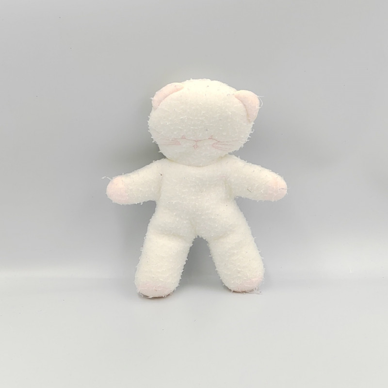 Ancien doudou chat blanc rose COROLLE