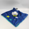 Doudou plat chat blanc bleu vert étoiles ORCHESTRA PREMAMAN